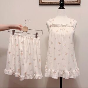 Cute Floral Bear Pajama Set | Ruffle Cami Top & Elastic Waist Shorts 🐻